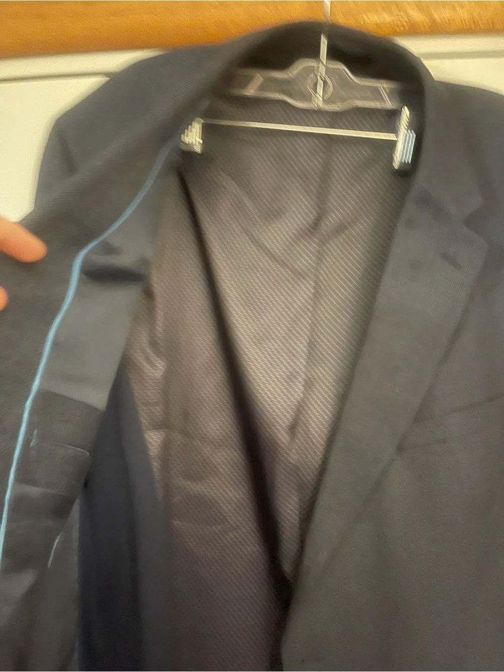 Van Heusen Cool Flex Mens 48R Blue Solid Slim Fit Suit Jacket 2 Button Vent